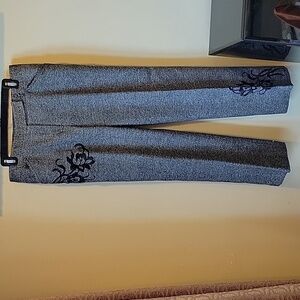 Floral embellished tweed statement pants.